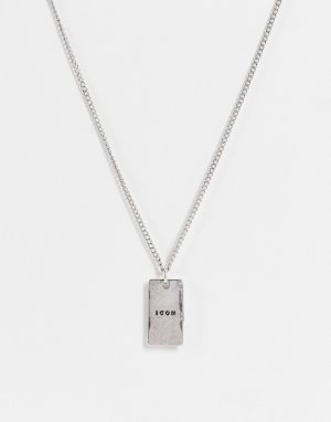 Серебристое ожерелье с подвеской в виде жетона -Серебряный Icon Brand