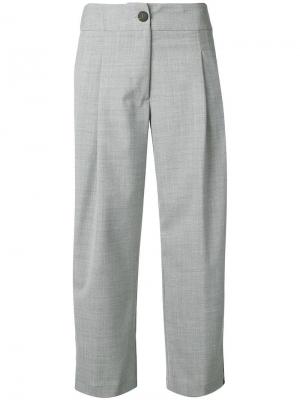 Укороченные брюки с полосками по бокам Semicouture. Цвет: серый