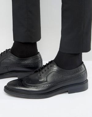 Кожаные туфли дерби с декоративной перфорацией Zign. Цвет: черный