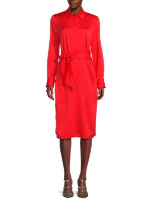Платье-рубашка с поясом , цвет Flame Donna Karan