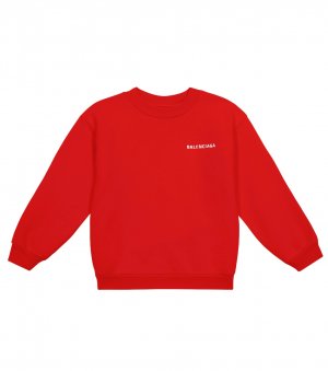 Хлопковый свитер с логотипом , красный Balenciaga Kids