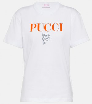 Хлопковая футболка с принтом PUCCI, белый Pucci