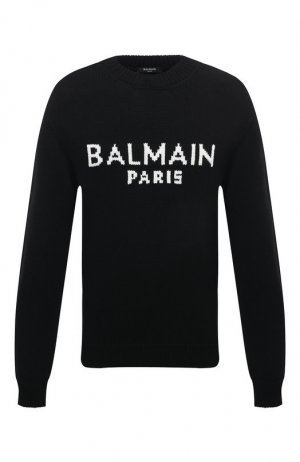Шерстяной свитер Balmain. Цвет: чёрно-белый