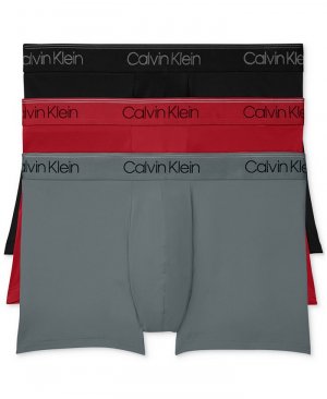 Комплекты мужского эластичного нижнего белья из микрофибры с низкой посадкой (3 шт.) , красный Calvin Klein
