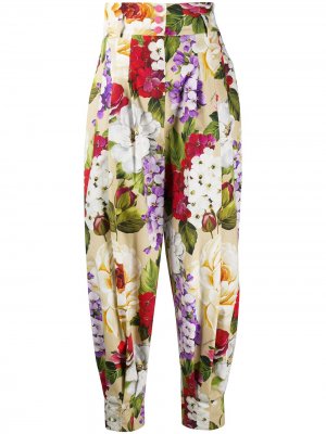 Зауженные брюки с цветочным принтом Dolce & Gabbana. Цвет: нейтральные цвета