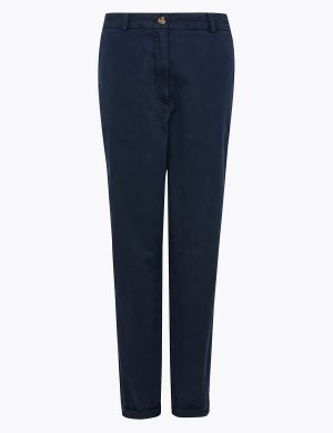 Хлопковые брюки чинос, Marks&Spencer Marks & Spencer. Цвет: темно-синий