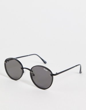 Круглые солнцезащитные очки в стиле унисекс с черной оправой и дымчатыми линзами Quay Farrah-Черный цвет Australia