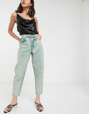 Светло-зеленые мраморные джинсы бойфренда с широкими штанинами -Синий ASOS DESIGN