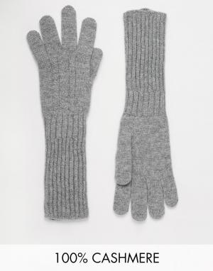Cashmere Cable Knit Gloves Johnstons. Цвет: светло-серый
