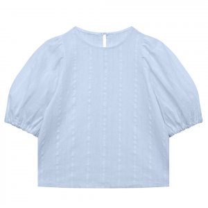 Блузка хлопковая с объёмным рукавом для подростков (teen XS-S Голубой) LOLOCLO. Цвет: голубой