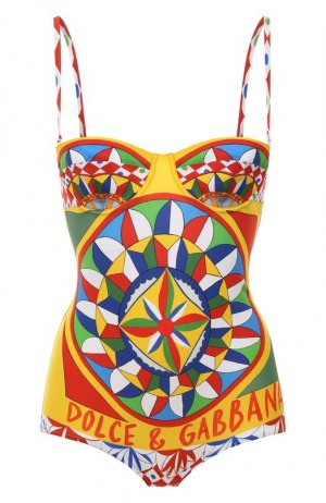 Слитный купальник Dolce & Gabbana. Цвет: разноцветный