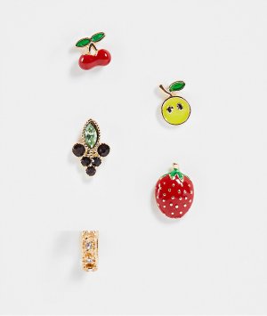 Набор из 5 пар серег с дизайном фруктов Audrey-Золотистый Monki