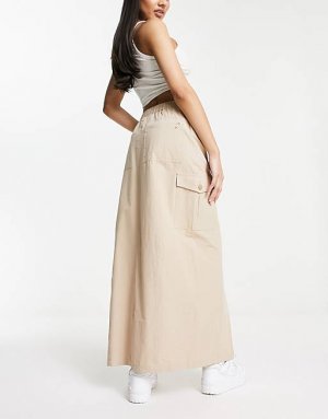 Светло-коричневая юбка макси с карго и карманами Miss Selfridge