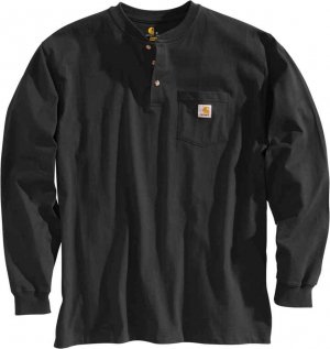 Рубашка Henley с длинными рукавами и карманами для спецодежды , черный Carhartt