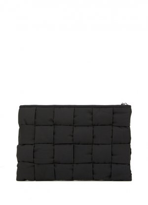 Кассетный маленький черный женский портфель для рук Bottega Veneta