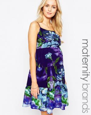 Ярусное платье-сорочка для беременных в цыганском стиле Kate Thomas. Цвет: цветочный