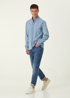Синие джинсовые брюки Denham. Цвет: синий