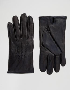 Кожаные перчатки By Hugo Boss Green. Цвет: черный
