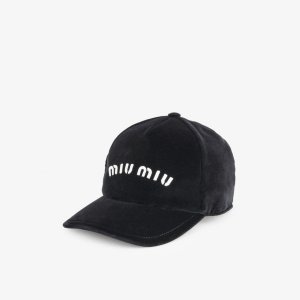 Велюровая кепка с фирменной вышивкой , цвет nero+bianco Miu