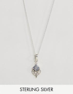 Ожерелье с подвеской полудрагоценным камнем Rock N Rose 'N'. Цвет: серебряный