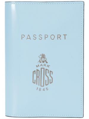 Обложка для паспорта с логотипом Mark Cross. Цвет: синий