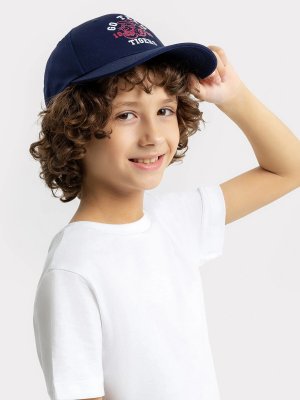 Бейсболка детская для мальчиков в синем оттенке с печатью Mark Formelle. Цвет: неви +печать