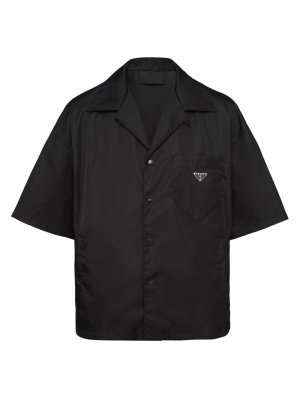 Рубашка из нейлона с короткими рукавами , черный Prada