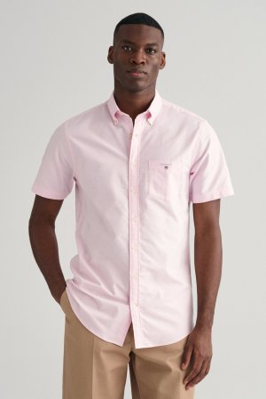 Оксфордская рубашка обычного кроя с короткими рукавами, розовый Gant