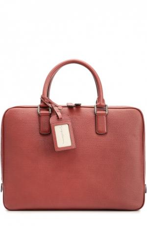Кожаная сумка для ноутбука Giorgio Armani. Цвет: красный