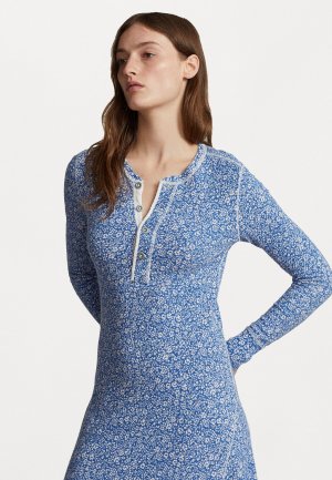 Летнее платье Ditsy Rowie Long Sleeve Day Dress , цвет blue/white Polo Ralph Lauren