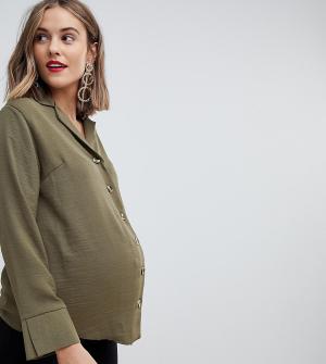 Рубашка цвета хаки на пуговицах -Зеленый New Look Maternity
