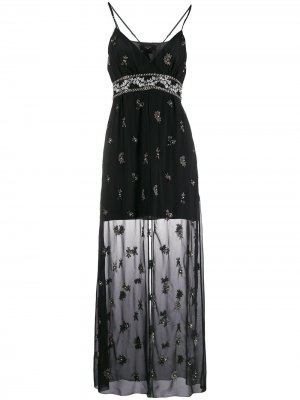 Многослойное платье с бисером AMIRI. Цвет: черный