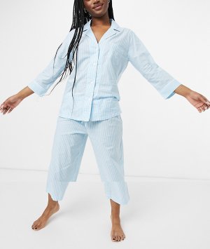 Пижама с брюками капри и рубашкой лацканами Lauren by Ralph Lauren-Голубой