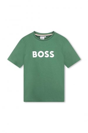 Boss Детская хлопковая футболка, зеленый
