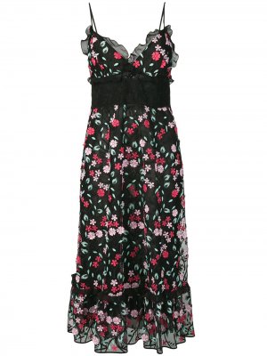 Платье с цветочной вышивкой Giamba. Цвет: черный