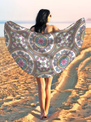 Парео и Пляжный коврик Узорный орнамент, трикотаж 150 см JoyArty. Цвет: разноцветный
