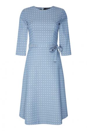 Платье миди с тканым узором Freshblood. Цвет: голубой