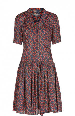 Приталенное платье-рубашка с ярким принтом Zac Posen. Цвет: красный
