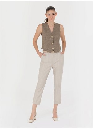 Прямые бежевые женские брюки с высокой талией Pierre Cardin