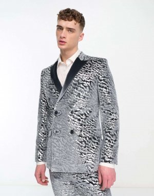 Супероблегающий бархатный пиджак с пайетками ASOS