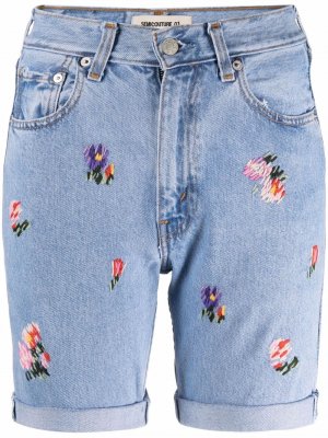Джинсовые шорты Mathilde с цветочной вышивкой Semicouture. Цвет: синий