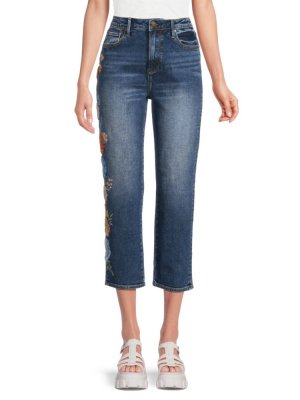 Укороченные прямые джинсы Meg с цветочным принтом , цвет Medium Wash Driftwood