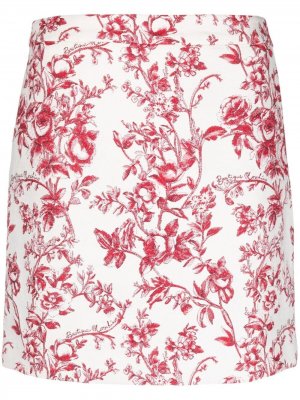 Мини-юбка с цветочным принтом Boutique Moschino. Цвет: белый