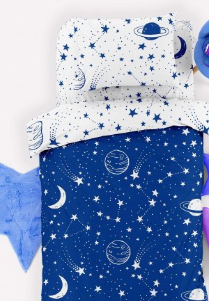 Постельное белье 1,5-спальное Juno 70х70 Звездное небо. Цвет: синий
