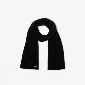 Шапки, шарфы и перчатки Шерстяной шарф  Unisex Lacoste. Цвет: чёрный