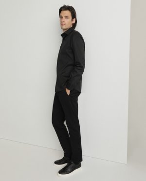 Черная гладкая приталенная мужская рубашка , черный Florentino