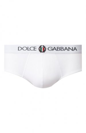 Хлопковые хипсы с широкой резинкой Dolce & Gabbana. Цвет: белый