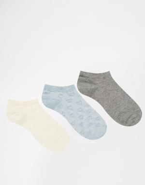 3 пары синих спортивных носков с изнаночным рисунком Lovestruck. Цвет: синий