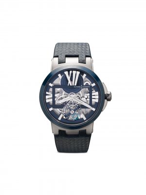 Наручные часы Skeleton Tourbillon 45 мм Ulysse Nardin. Цвет: голубой