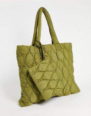 Стеганая спортивная сумка с сумкой-кошельком внутри -Зеленый цвет ASOS 4505